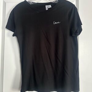 Divided Black Tee with Love Script